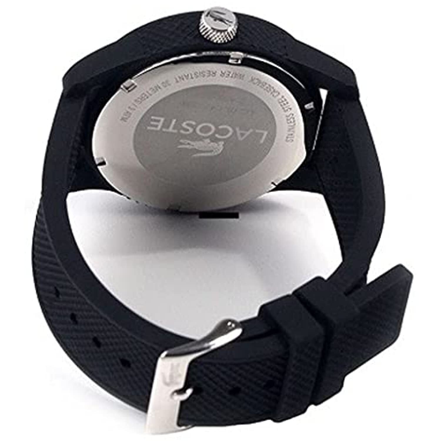 LACOSTE 2010794 BLACK DIAL & SILICONE STRAP RED MARKS DATE MEN’S WATCH