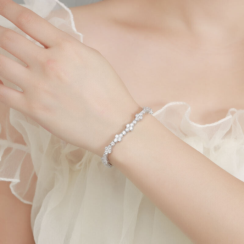 3mm Round Cut VVS1 Moissanite Tennis Bracelet 925 Sterling Silver Christmas Gift