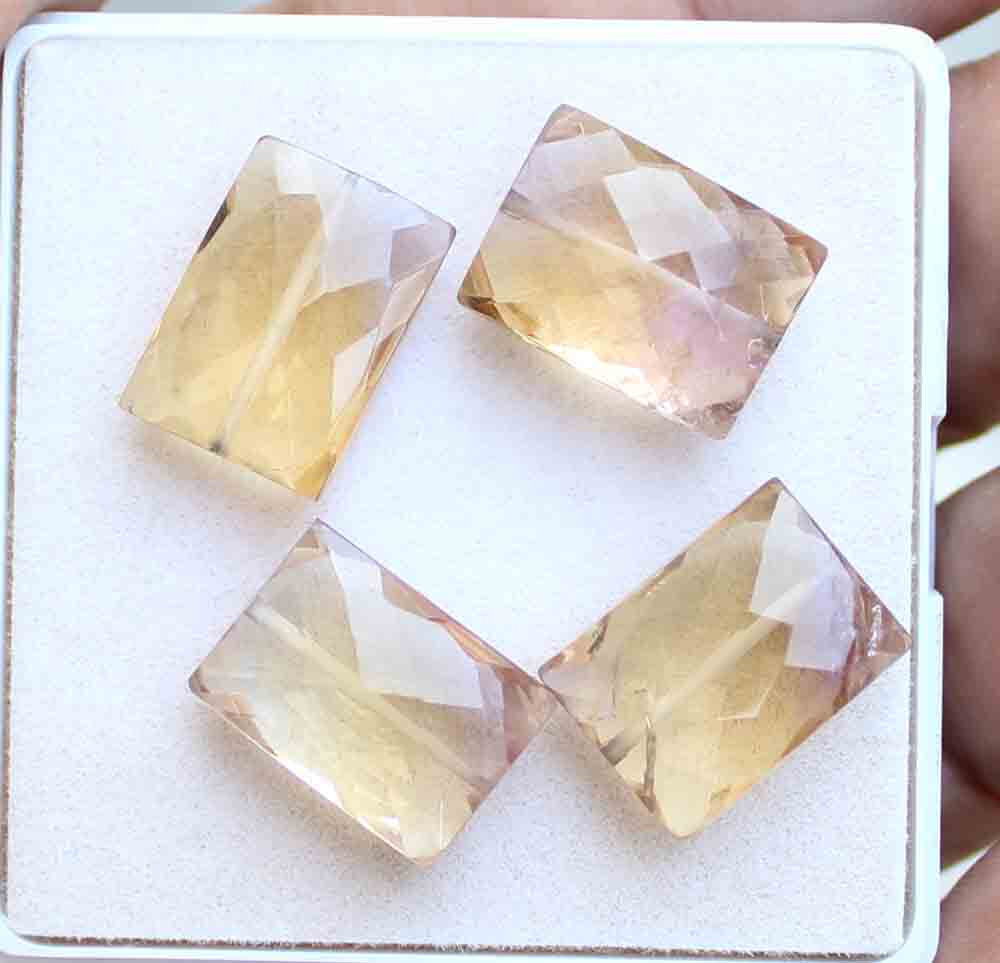 42.10 Ct Cushion 11.5*16 mm Genuine Faceted Cut Drilled Ametrine Briolette Beads