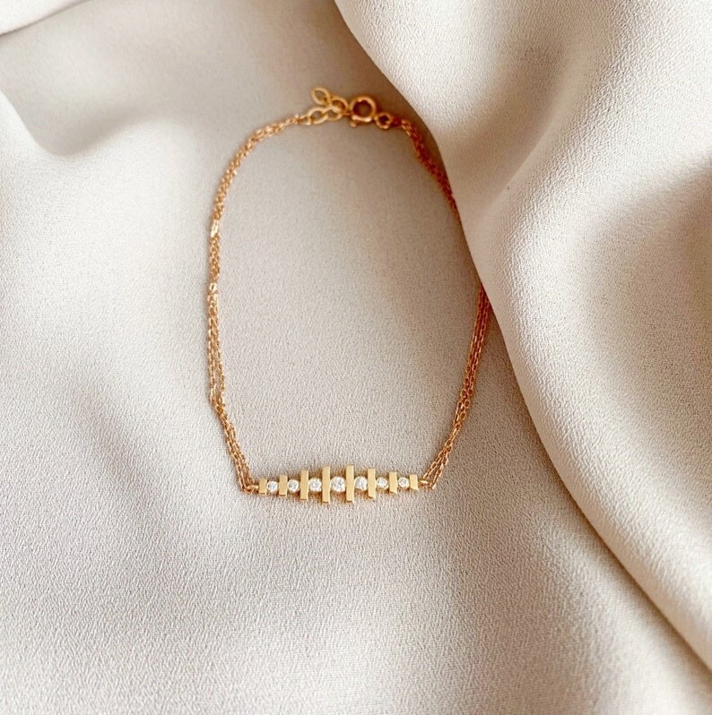 2.00Ct Lab-Created Diamond Layering Bar Bracelet 14K Yellow Gold Plated Silver