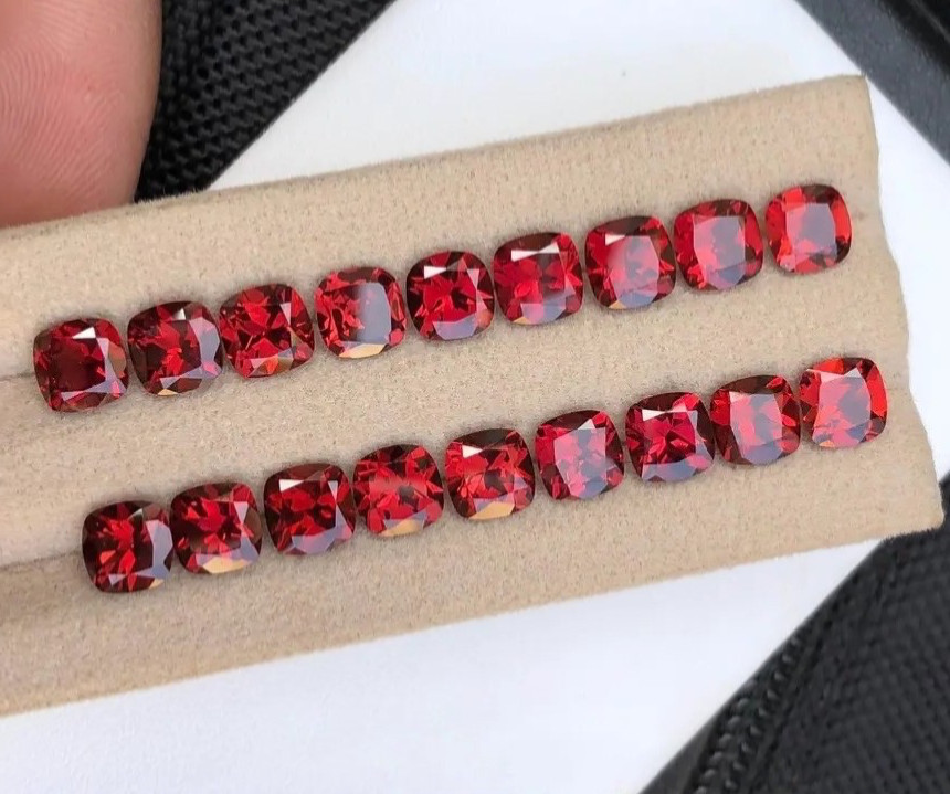 20.00 CT natural 6 mm calibrated Rhodolite Garnet cushion shape from Africa