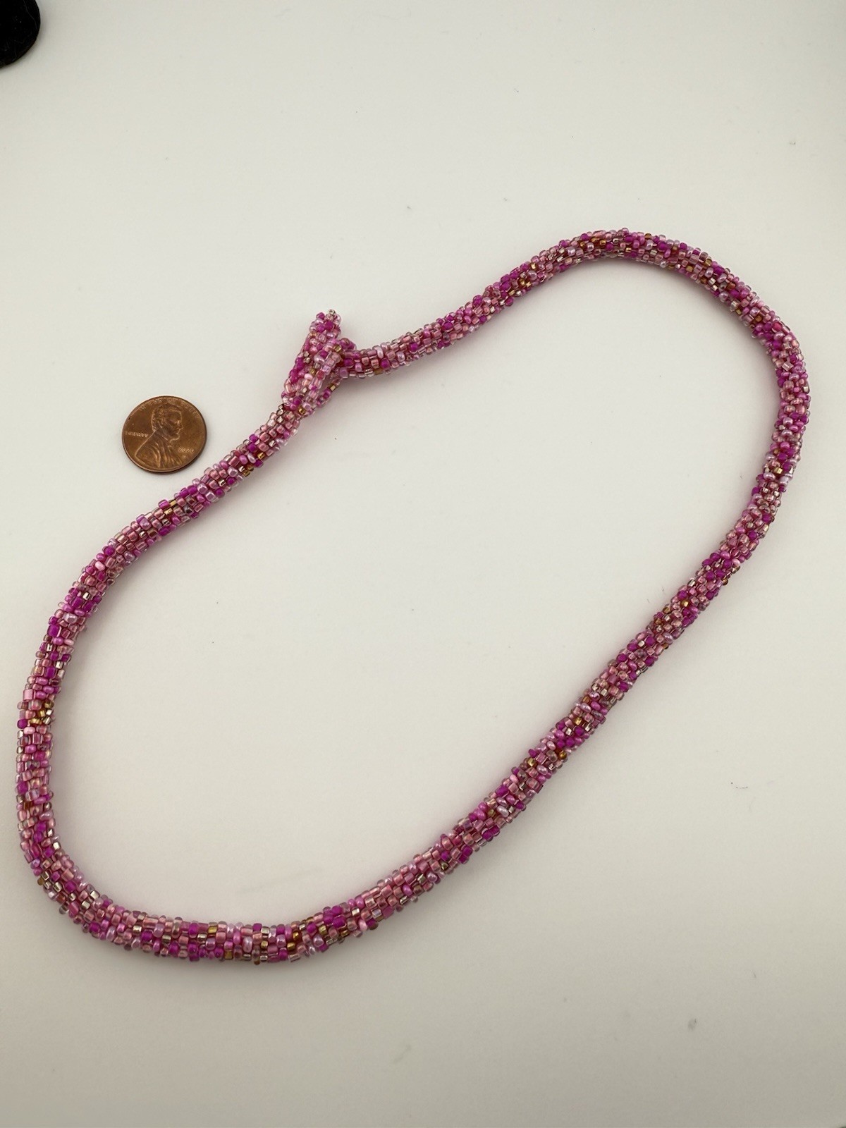 HIMALAYAN GEMS ANDREW STONE PINK SEED BEADED 20” NECKLACE K914B