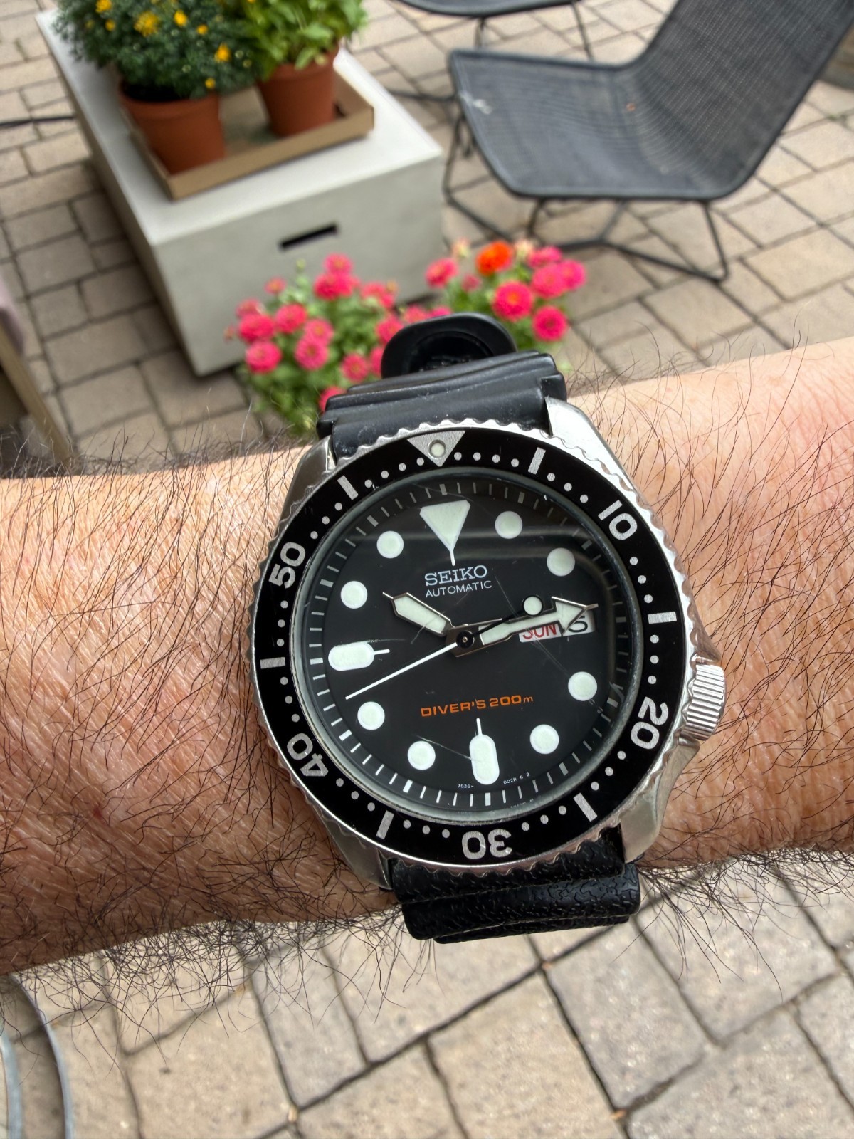 Seiko SKX007 Automatic Diver 200M Black Dial Day-Date Men’s Watch