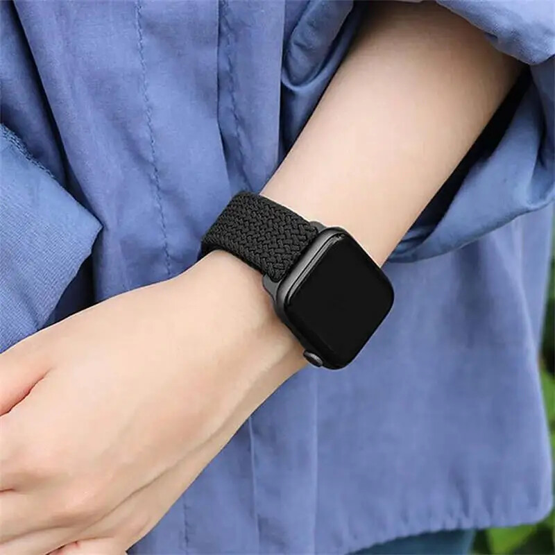 Braided Solo Loop For Apple watch Band 45/40/44/41/42/38/49mm Elastic Bracelet
