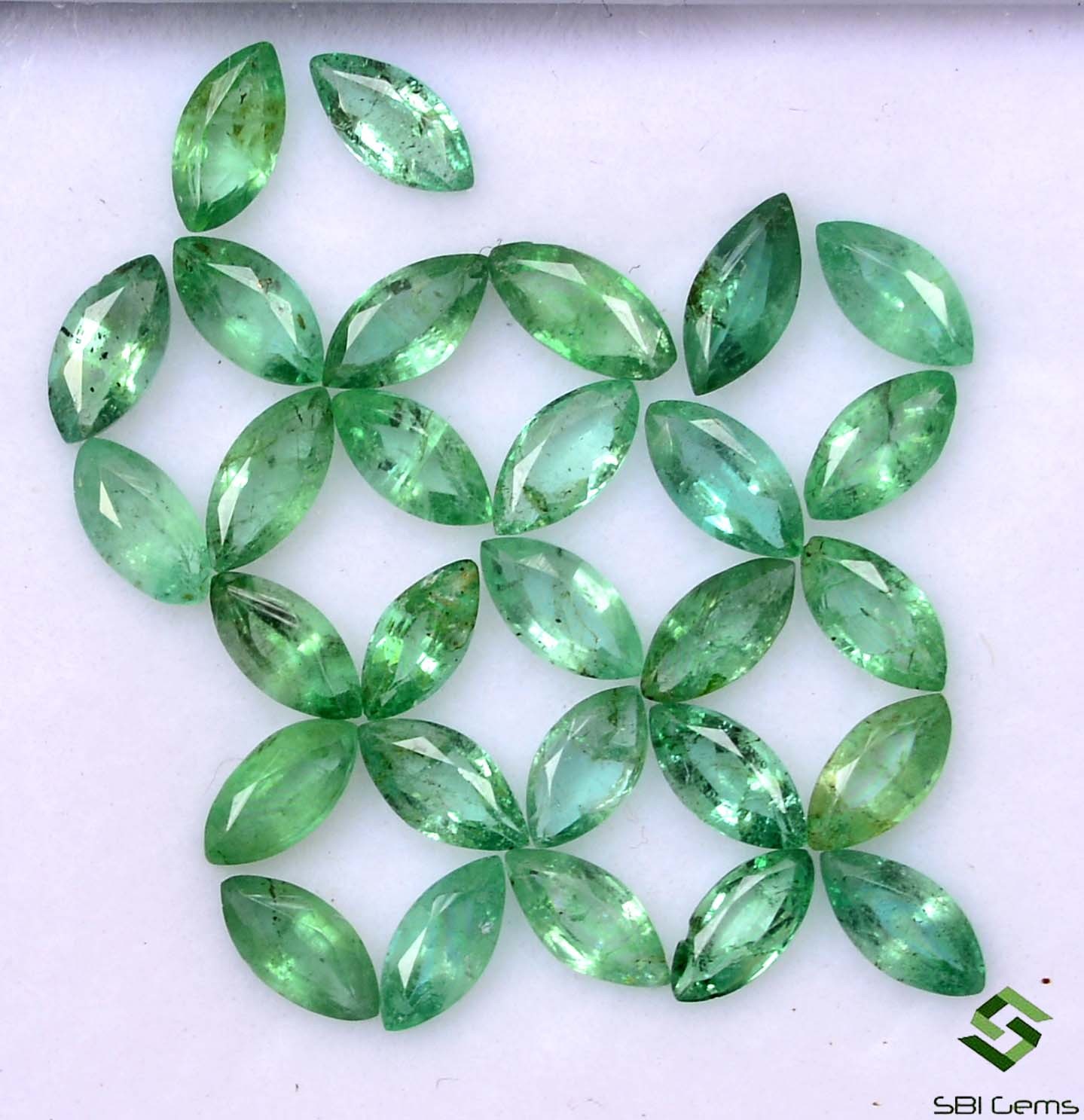 3.84 Cts Natural Emerald Marquise Cut 5×2.50 mm 29 Pcs Lustrous Loose Gemstones
