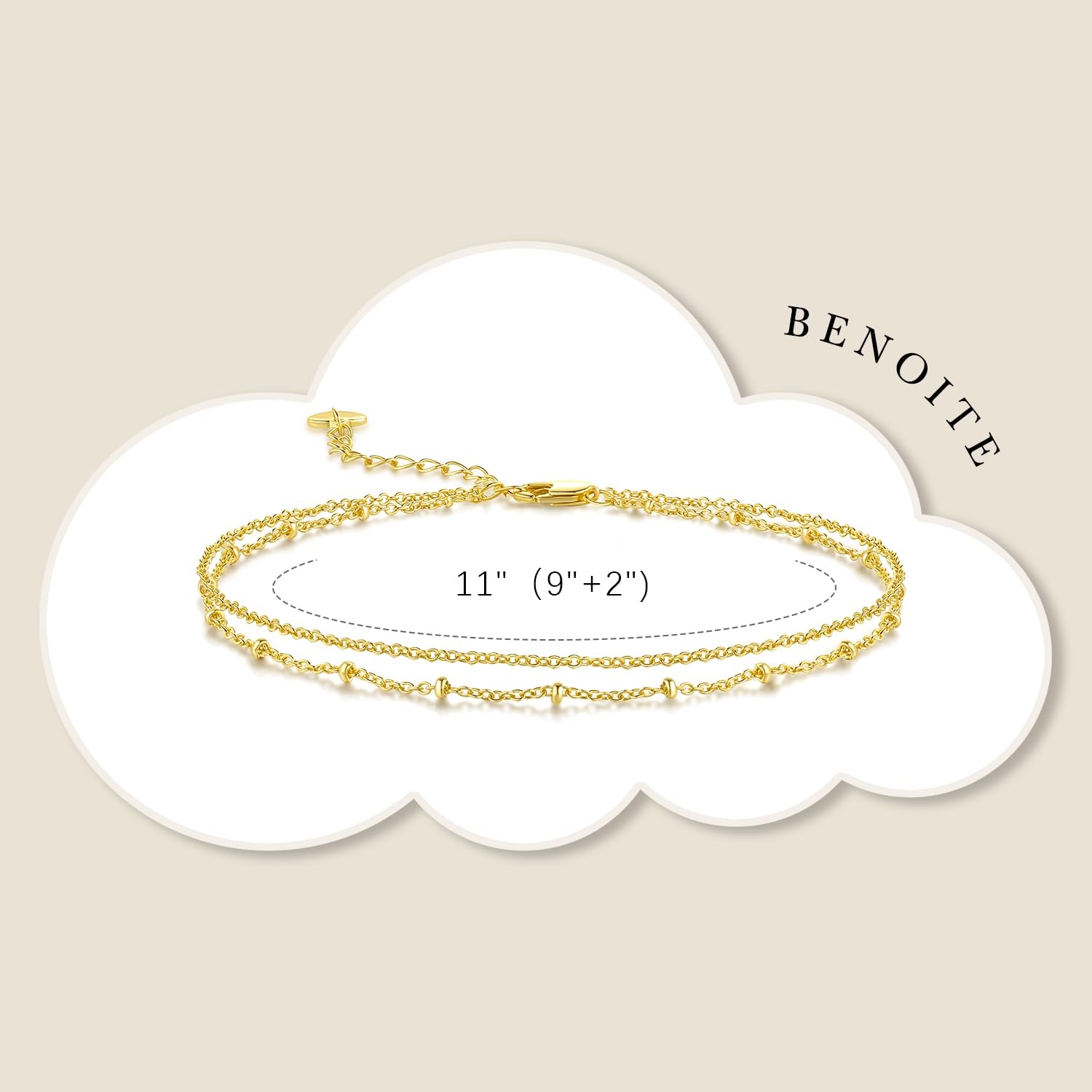 BENOITE 14K Gold Anklets for Women Gold Ankle Bracelets for Women Refined Dua…