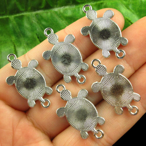 15Pcs Tibetan silver Enamel Brown Tortoise Connector Pendant Bead 3157PJ