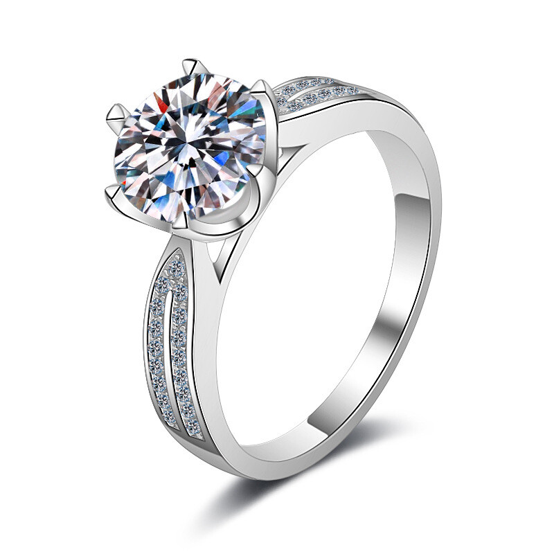 0.5Ct/1Ct/2Ct/3Ct Moissanite Wedding Engagement 925 Sterling Silver Woman’s Ring