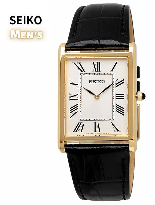 [☆New] SEIKO Essentials SWR Series Gold x Black Leather Quartz Men’s Watch