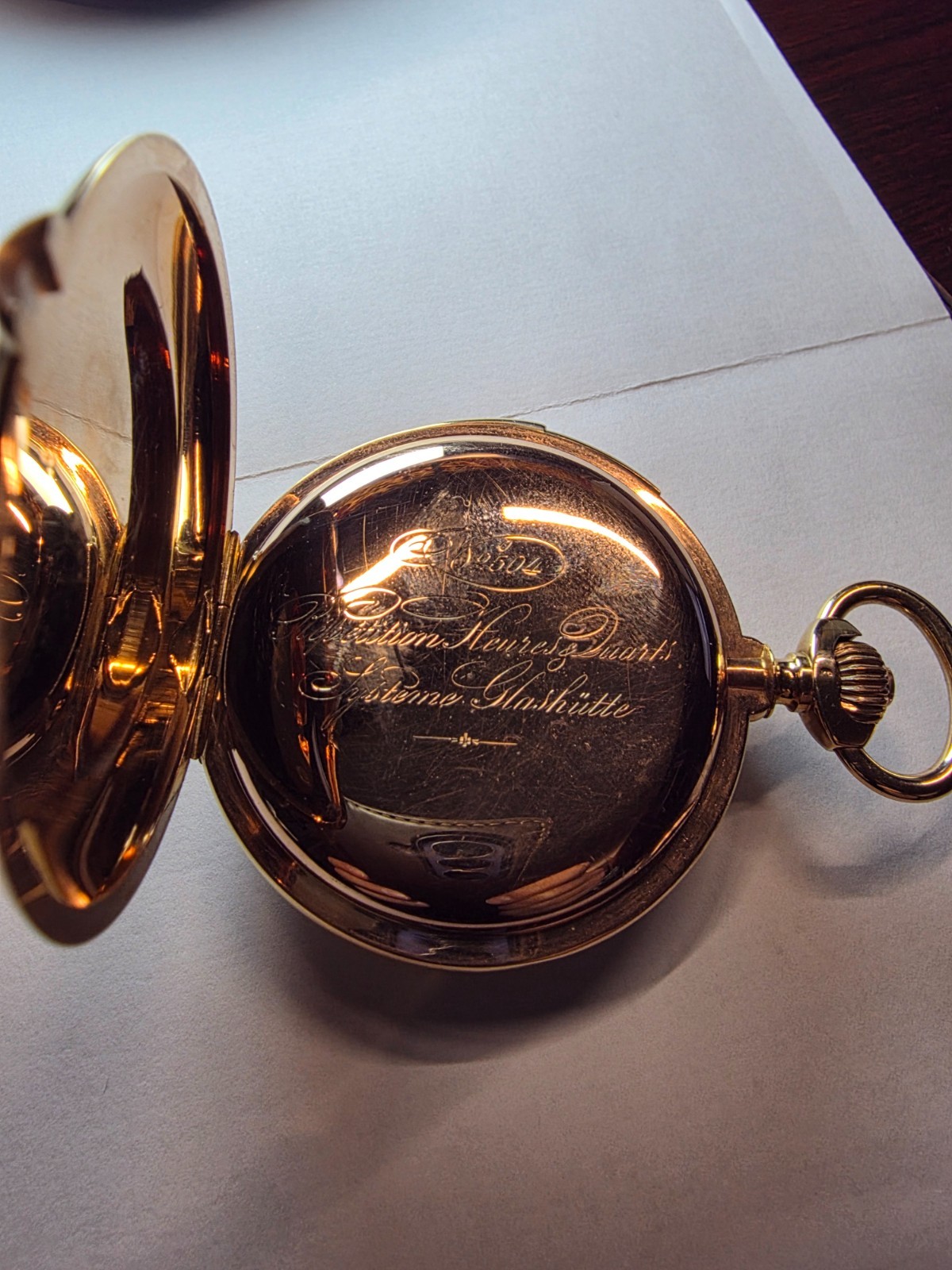 Glashutte Russian Imperial Coat of Arms Pocket Watch Repeater 14k Gold