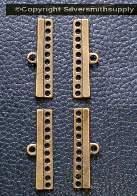10 hole separator spacer bars multiple strand necklace bronze plt 4pcs FPC176