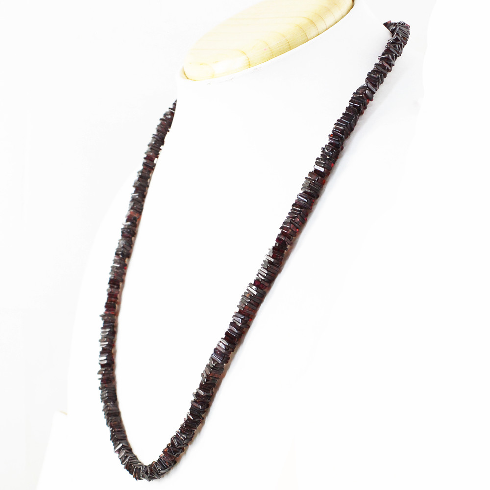 218.00 Cts Natural Single Strand Red Garnet Untreated Beads Necklace NK 13E23