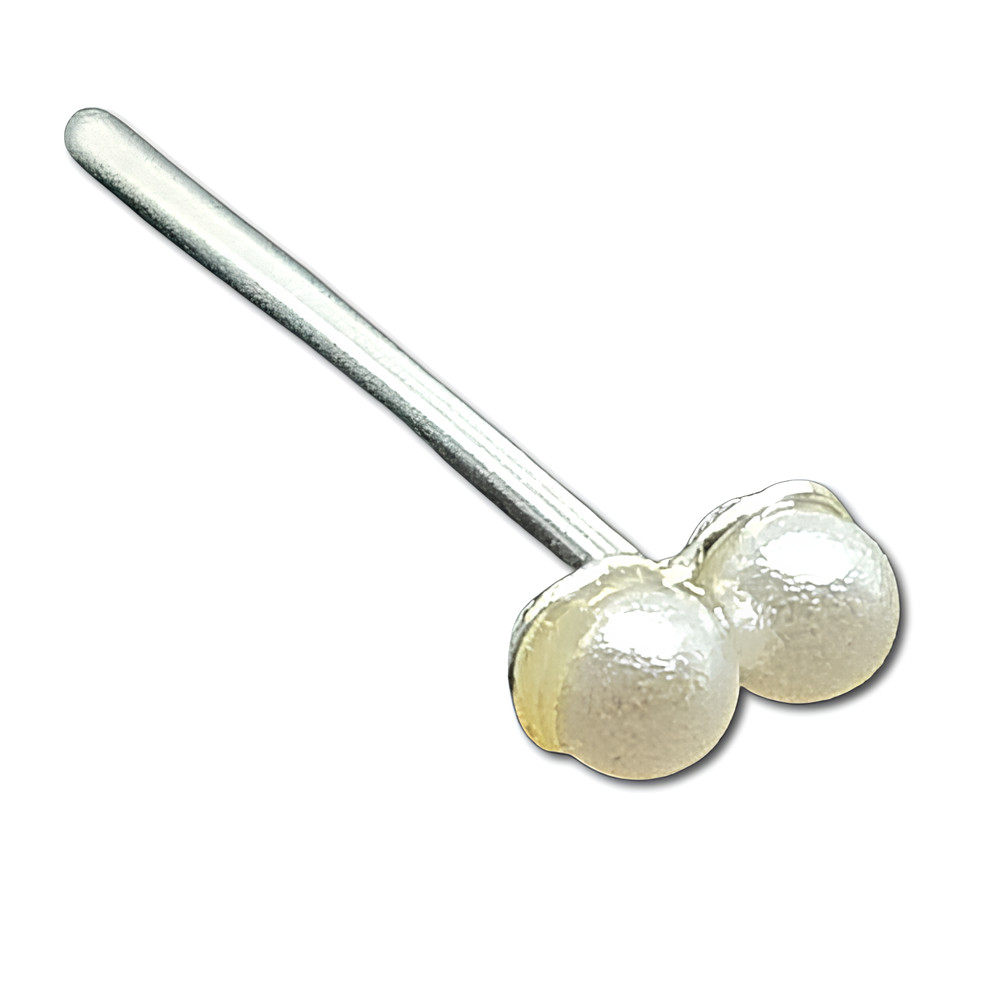 Pearl Nose Stud Double Cultured Twin Pearl Stud 22g (0.6mm) 925 Sterling Silver