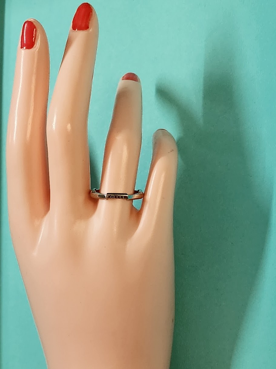 GUCCI PLATINUM LINK TO LOVE WEDDING BAND RING SIZE 7.5