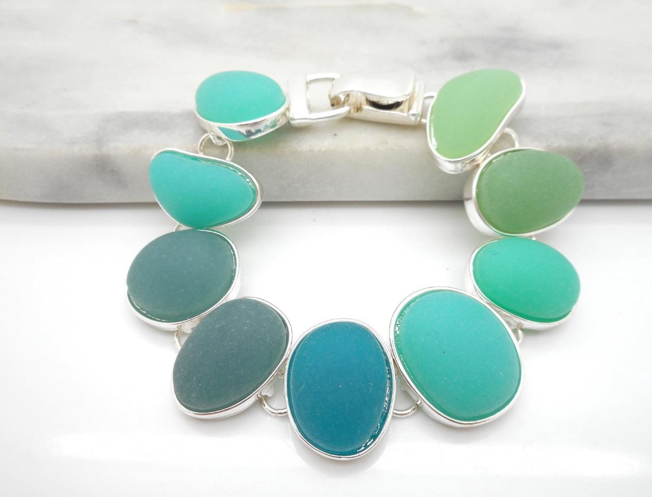 Bohemian Sea Glass Bracelet Beach Theme NEW Magnetic