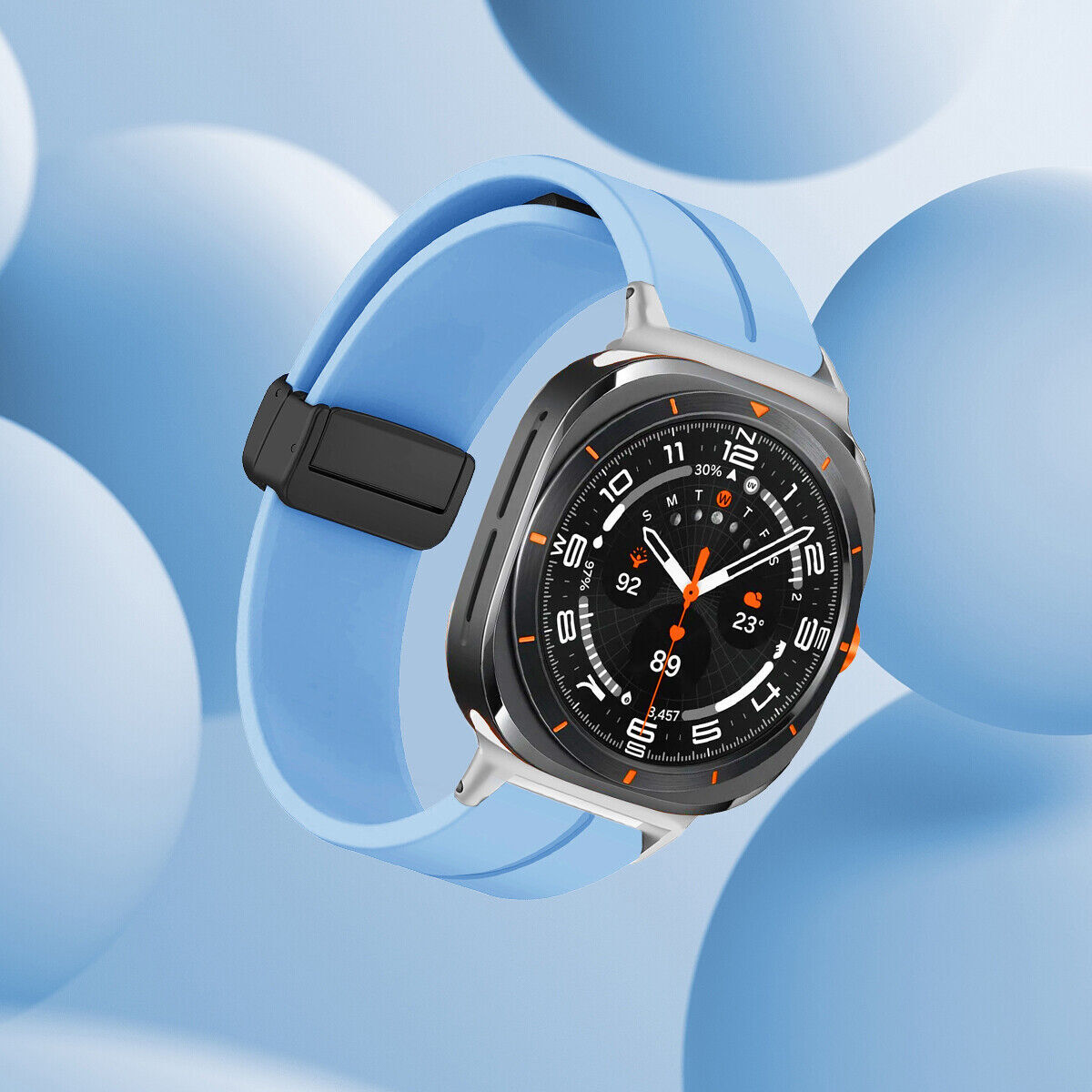 Metal Magnetic Buckle Strap For Samsung Galaxy Watch 7 Ultra 47mm Silicone Band