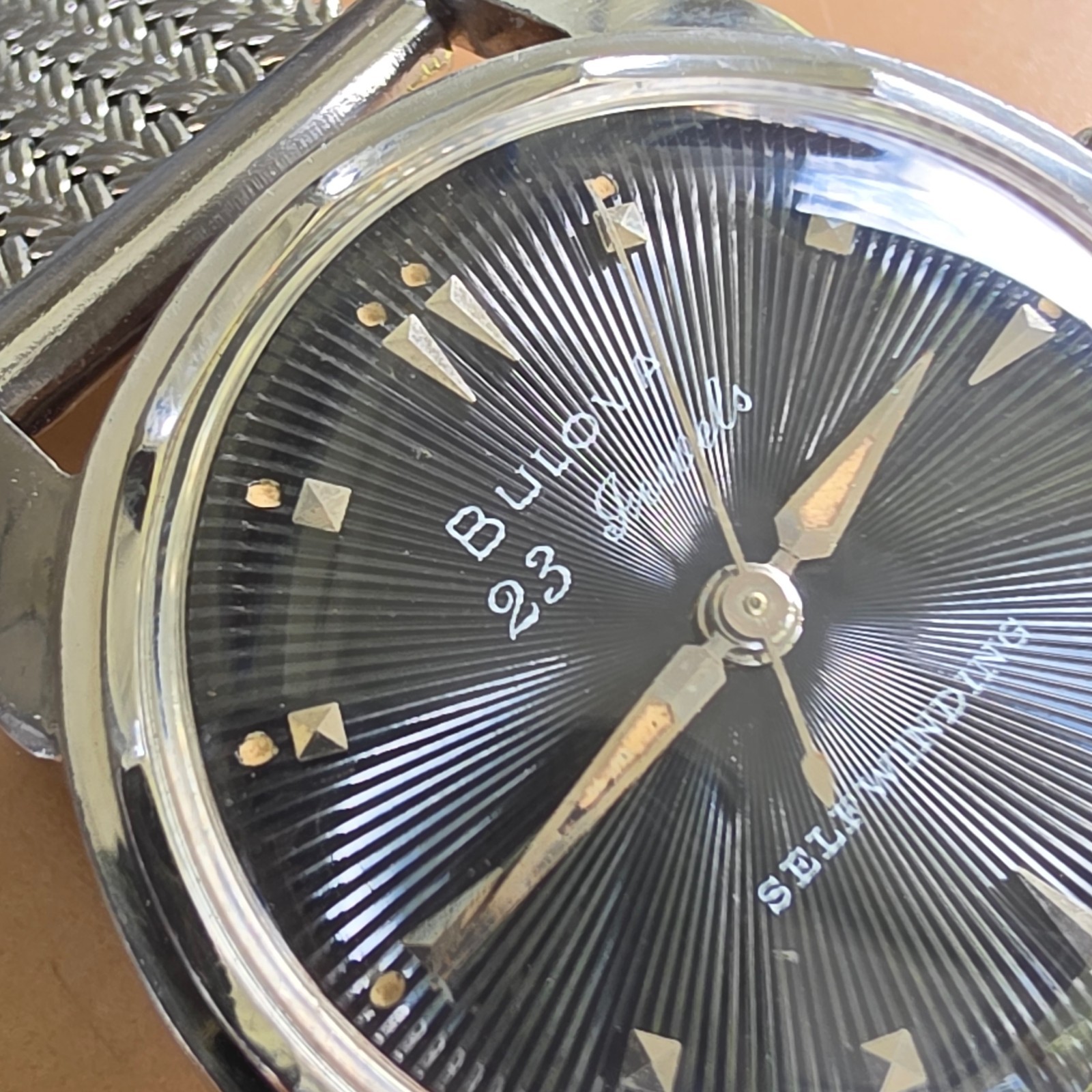 Vintage Bulova 23 “A” Men’s automatic watch sunburst dial 10BPAC USA 1950s