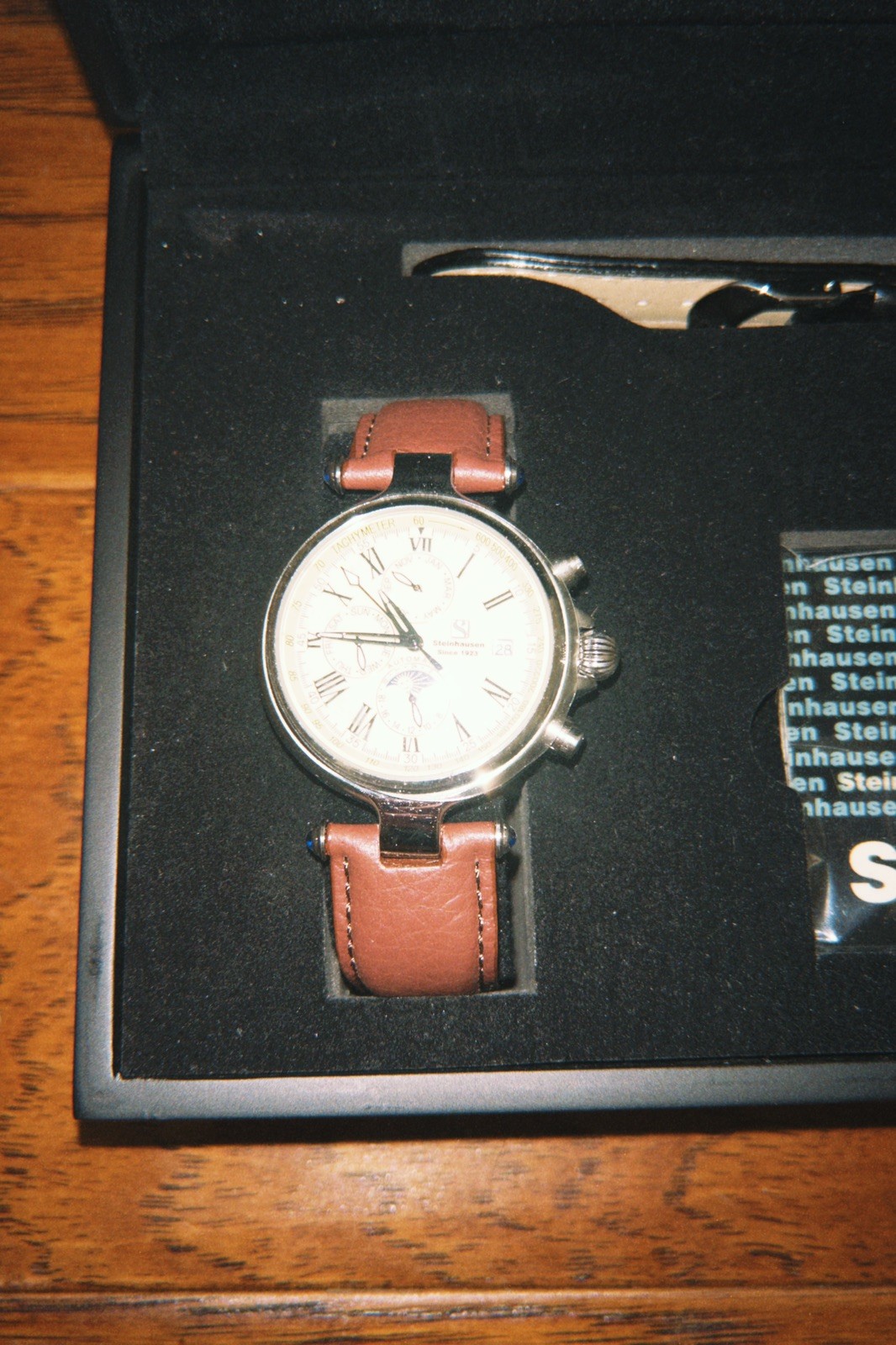 Steinhausen Automatic Moonphase Watch TW391 w/ Bands Box Mens Self Winding
