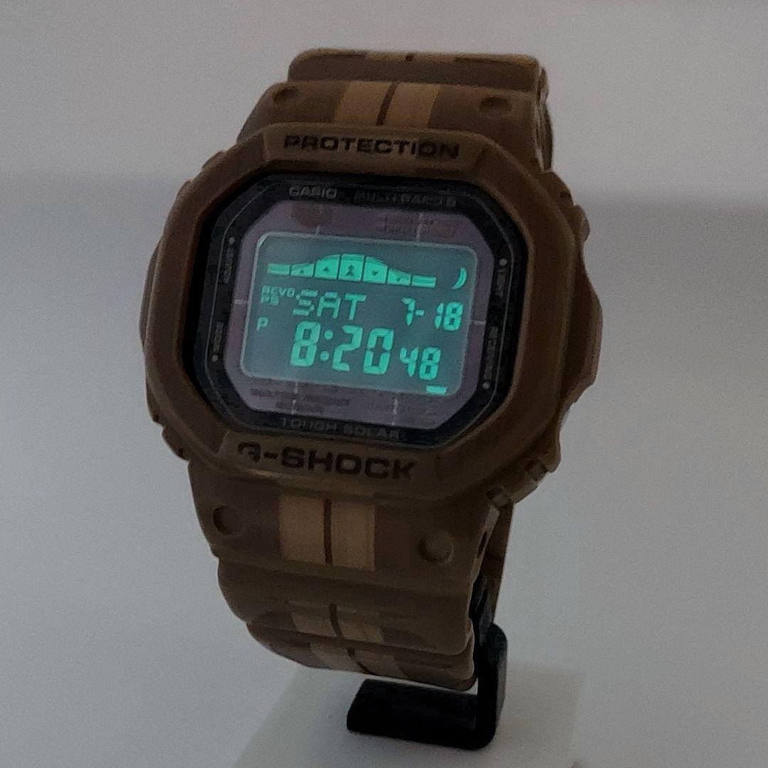 CASIO G-SHOCK G-LIDE GWX-5600WB-5JF Wood Grain Tide Graph Used from Japan