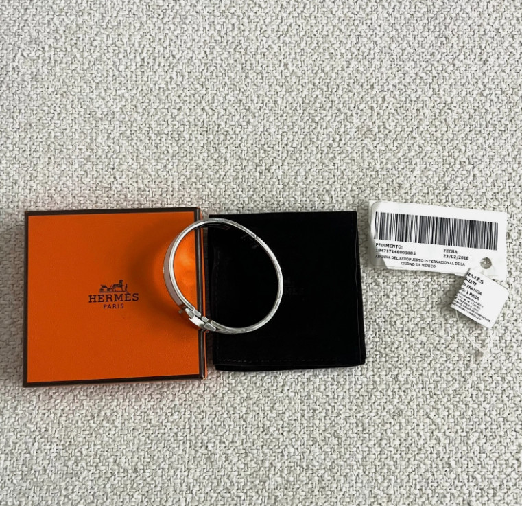 Hermès H Bangle Clic Clac GM ST-0187_Silver x White