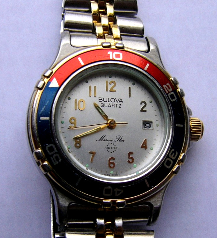 Bulova Watch Womens Marine Star 100 New Battery 90G12 P Vintage Runs Great