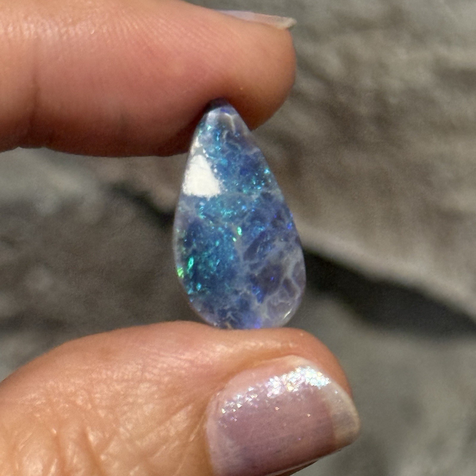 3.3ct 20.9×10.9×2.2mm Australian Lightning Ridge Black Opal Drop Cabochon Gem