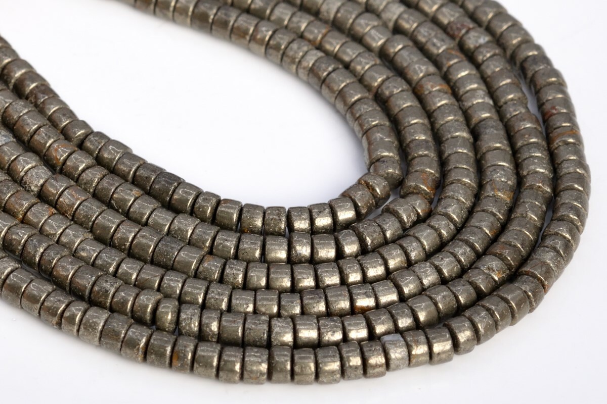 3x3MM Copper Pyrite Rondelle Slice Grade AAA Natural Gemstone Loose Beads 15.5″