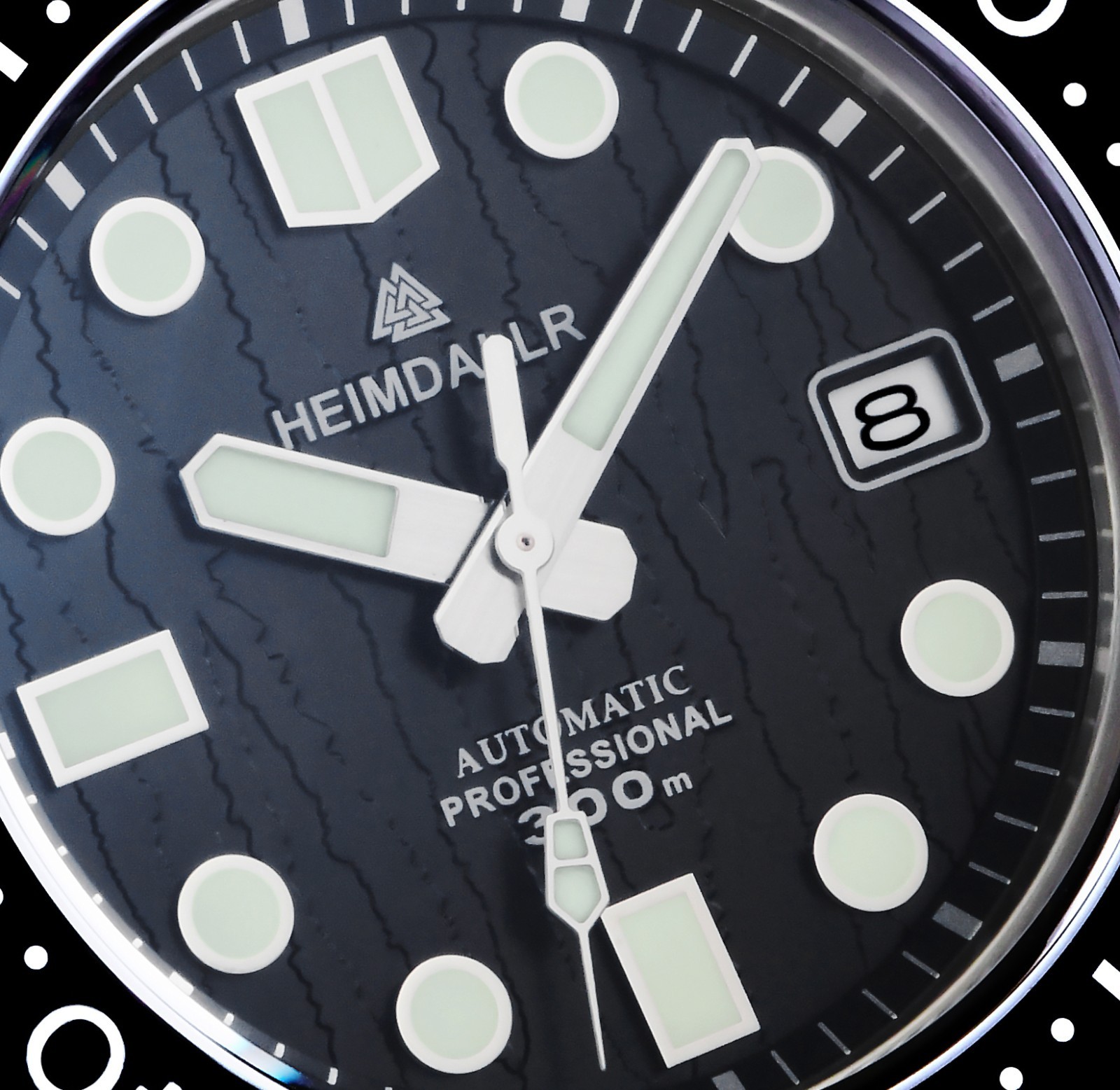 Heimdallr Black Textured MM300 NH35 300M Automatic Diver Watch Monobloc C3 44mm