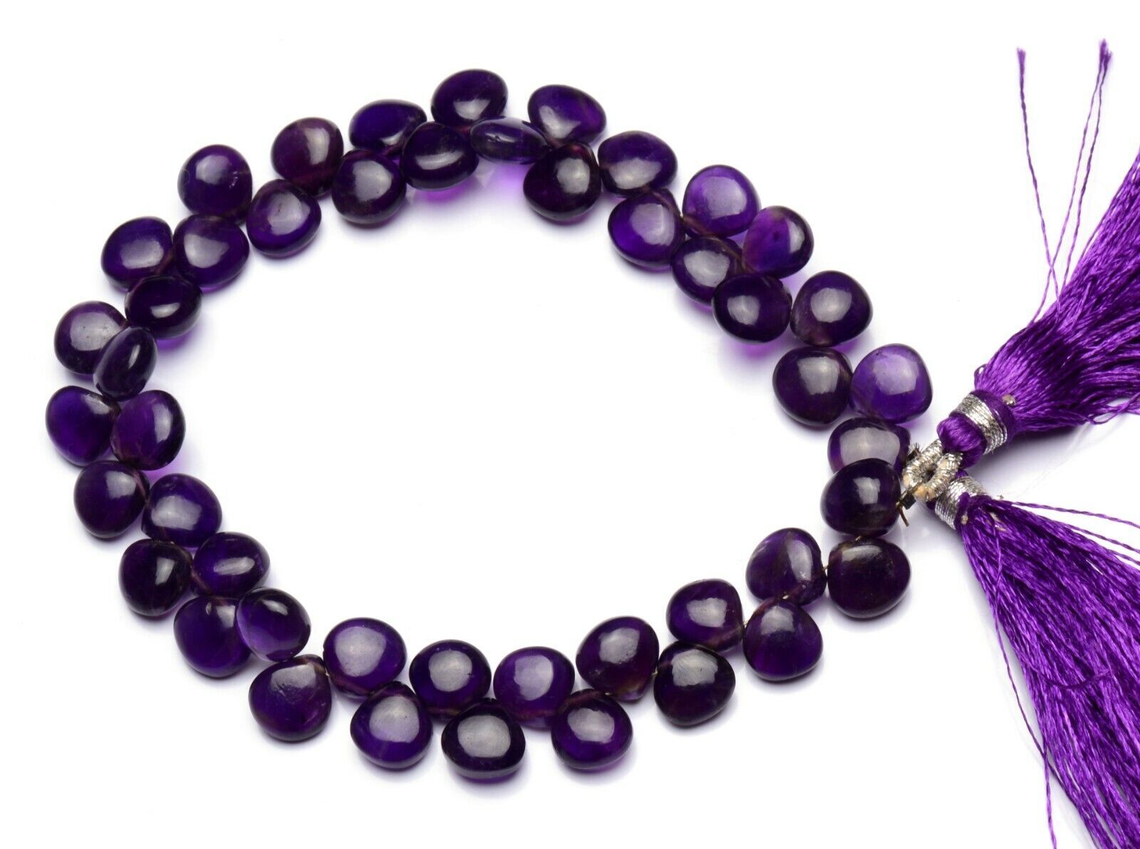 Natural Gem Purple Amethyst 8mm Approx. Size Smooth Heart Shape Beads 8.5″