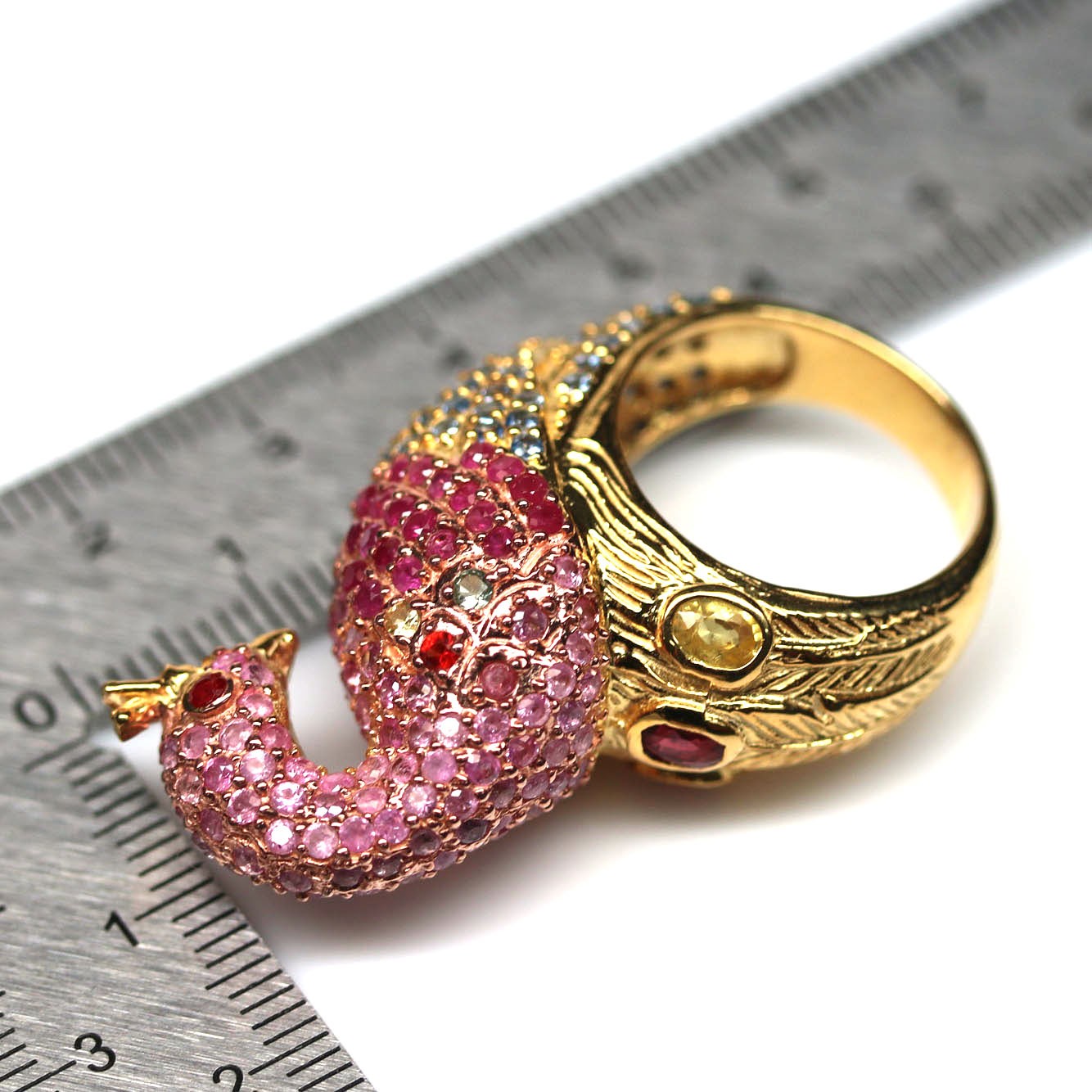 Natural Blue Pink Sapphire Ruby Ring Size 8 925 Sterling Silver Handmade