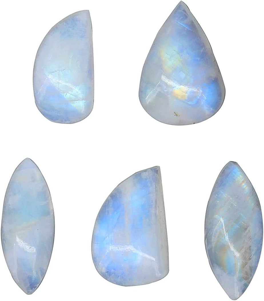 Gempires Natural Rainbow Moonstone Gemstone Wholesale Cabochons Lot, Polished De