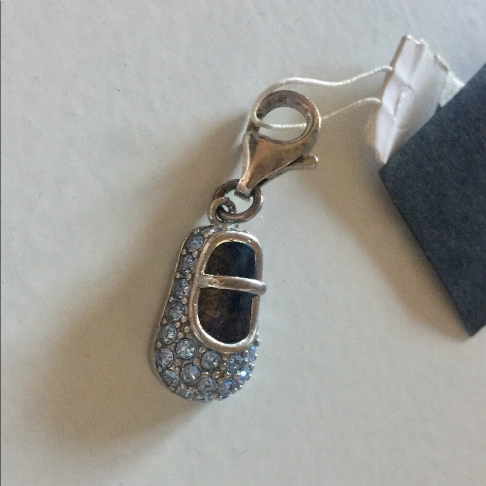 RCI STERLING SILVER BLUE CRYSTAL BABY SHOE CHARM NWOT