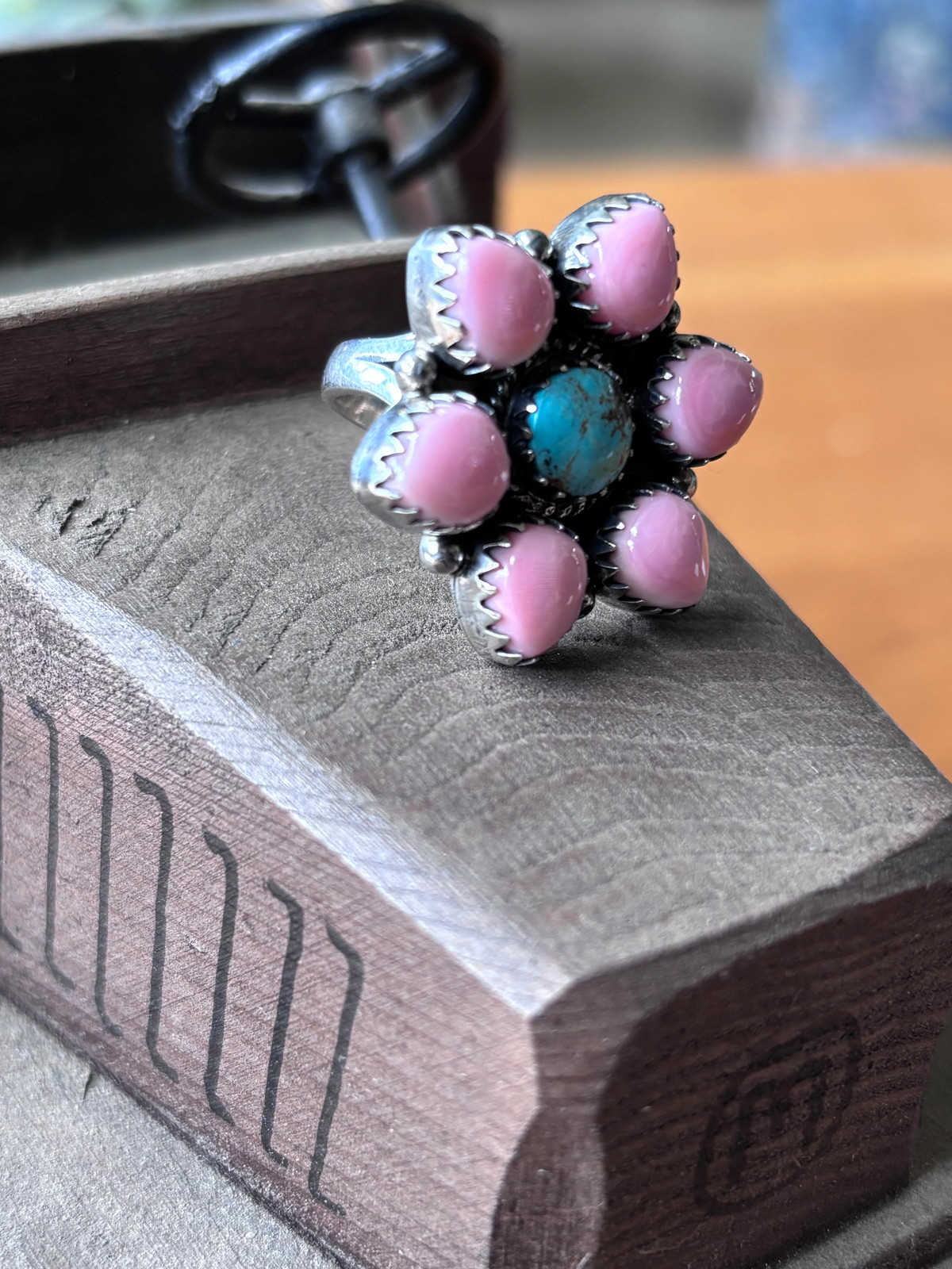 Pink Conch Flower Ring Size 6 | 925 Sterling Silver A104