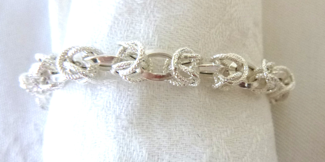 STAUER Textured Byzantine Cable Bracelet 7.25 In 925 Sterling Silver 7.4gr NWT