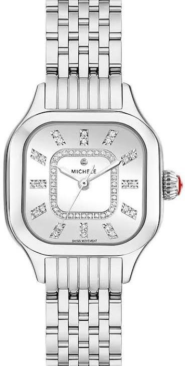 Michele Meggie High Shine Mirror Diamond Dial Stainless Steel Watch MWW33B000012