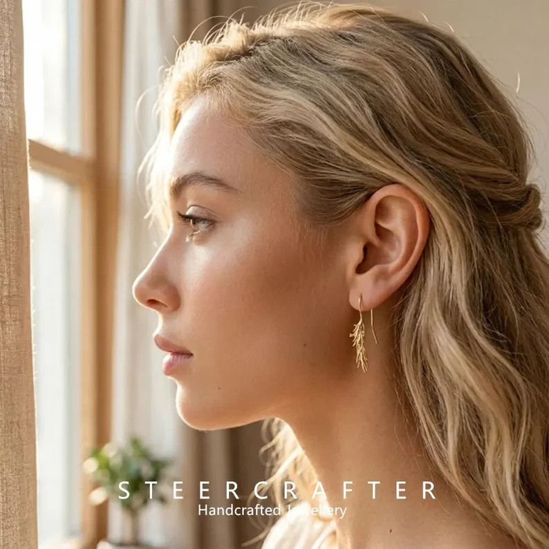wheat tassel drop earrings, s925 silver needle,gift for her