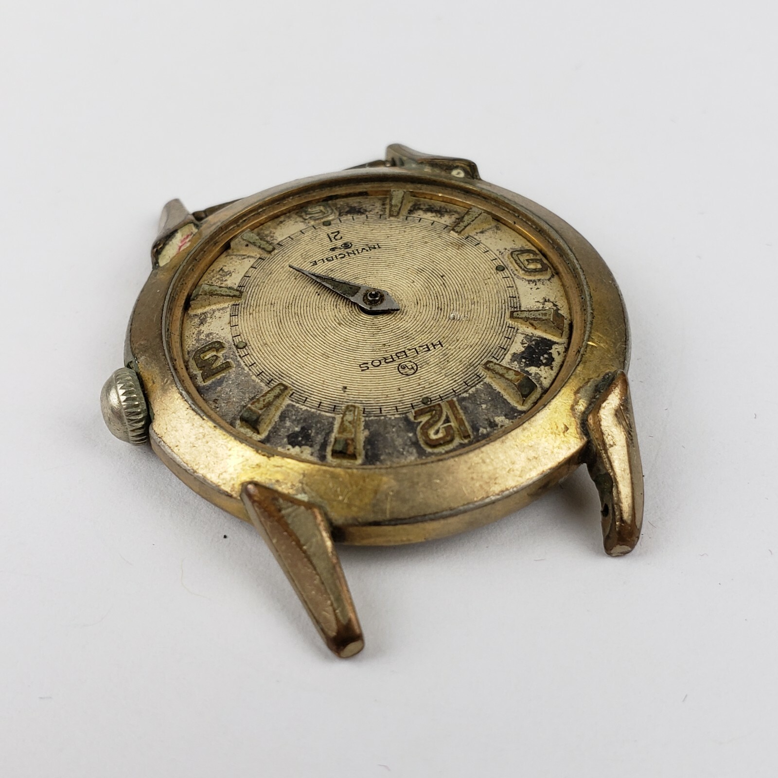 Vintage Helbros Mens Gold Tone Watch Invincible 21 For Parts Repair