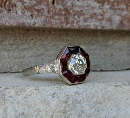 3Ct Emerald Lab Created Garnet Wedding Women’s Ring 14k White Gold Plated Silver