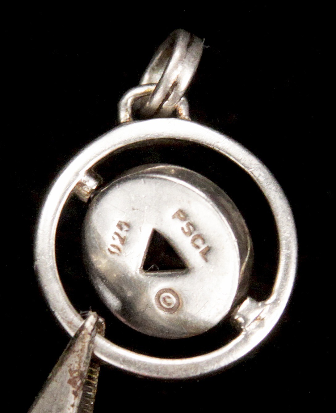 Vintage PSCL Peter Stone 925 Sterling Silver Amethyst Spinner Pendant Charm AA