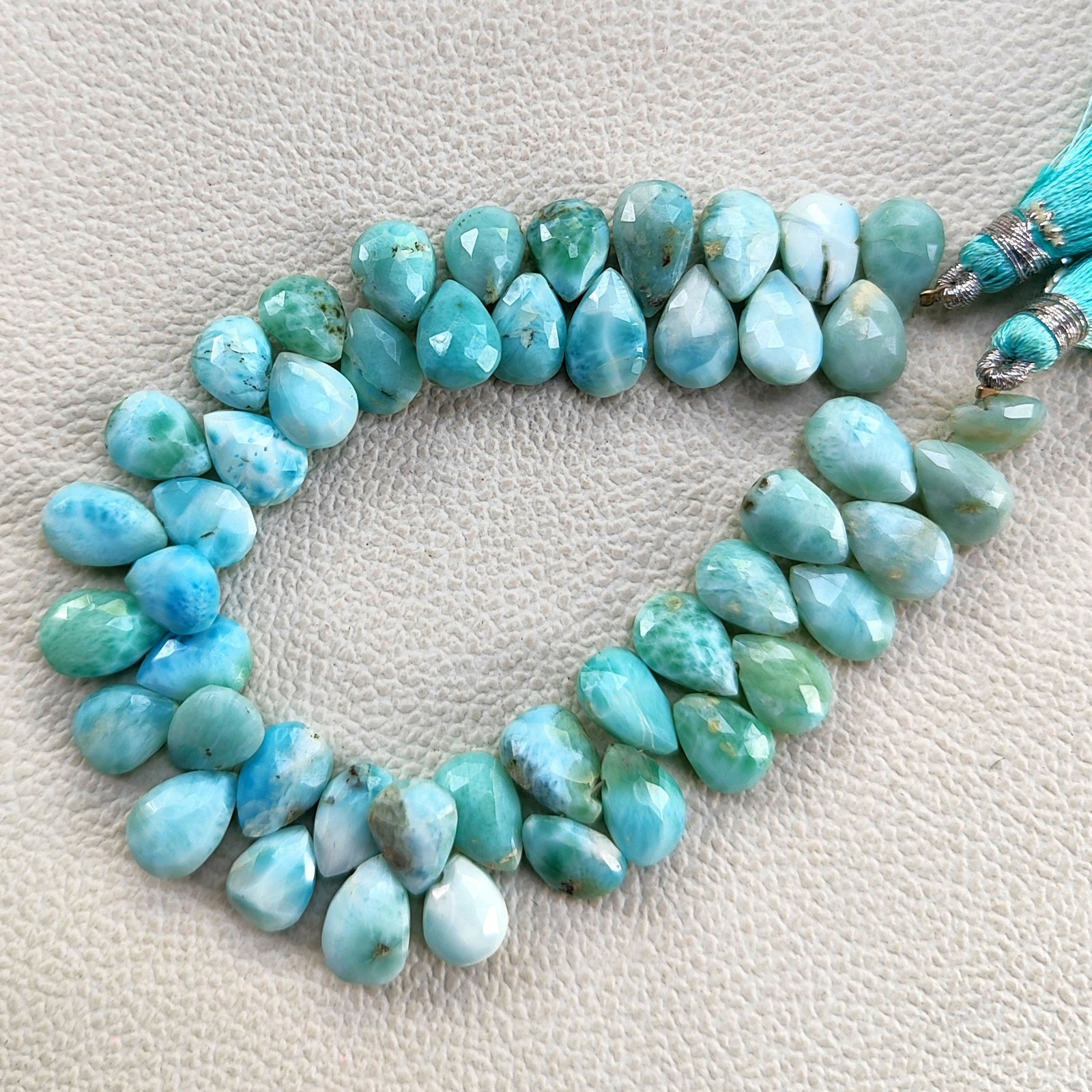 Natural Larimar Dominican Republic 12x8mm Pear Shape Beads 8″ Strand