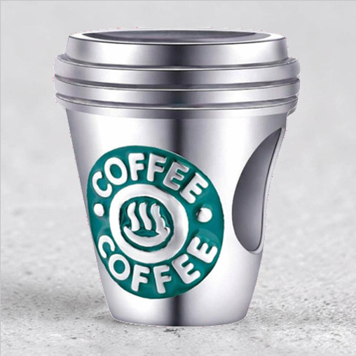 Coffee Cup Charm Bead I Love Coffee S925 Sterling Silver Charm Bead 925 Hallmark