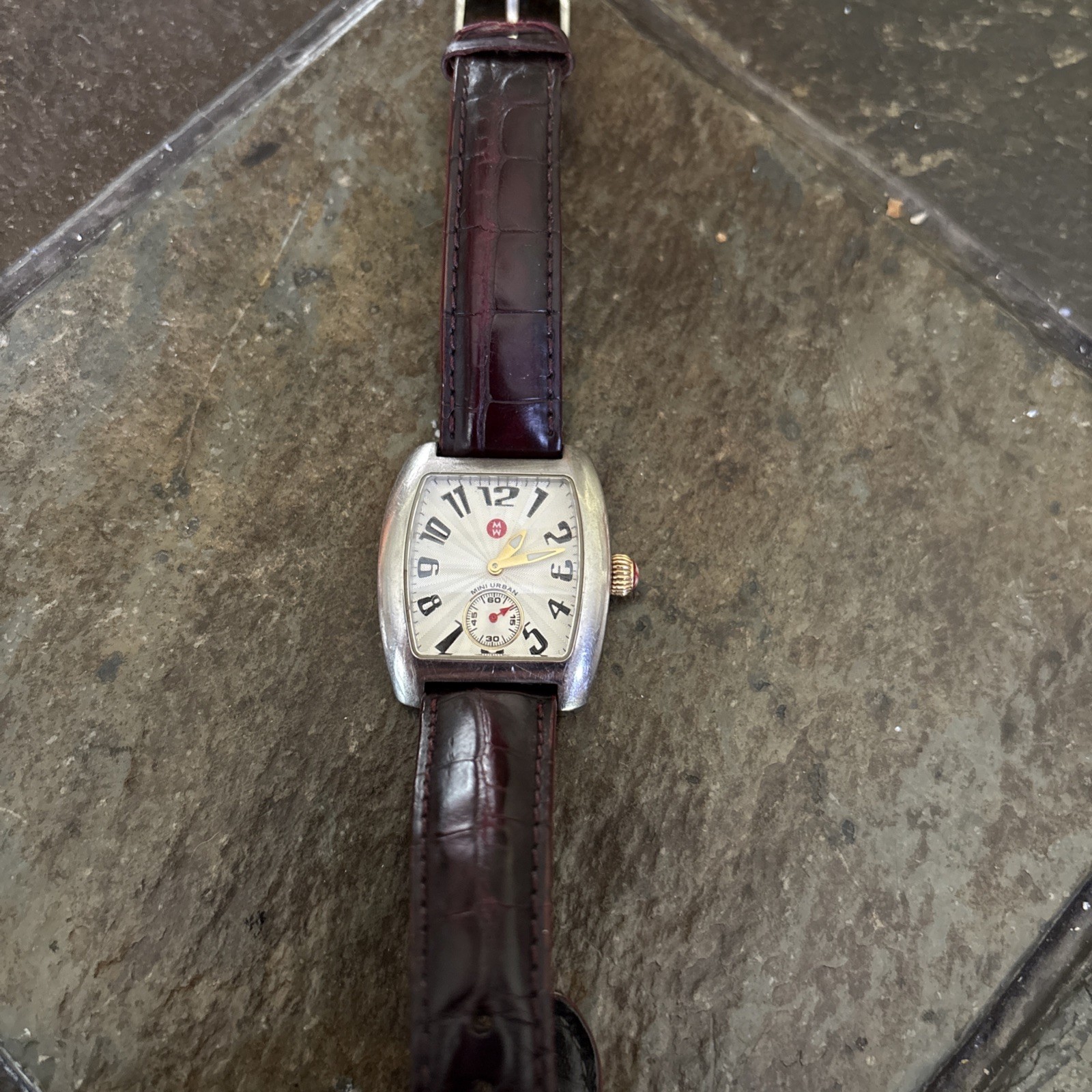 Michele Mini Urban Watch With Red Alligator Leather Band Woman Watch