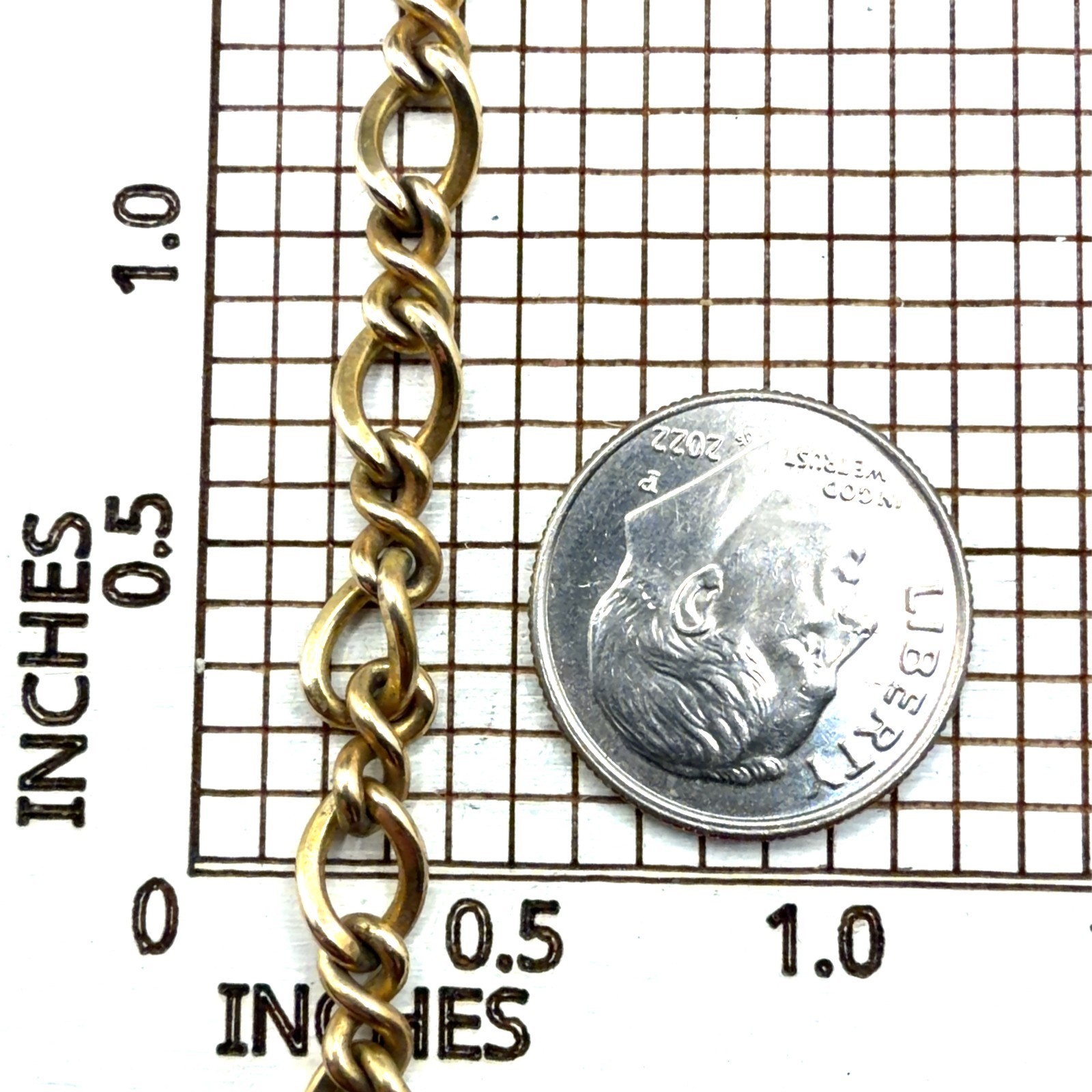 12K Gold Filled 7 Inch Double Link Curb Chain Charm Bracelet 5.8 Grams