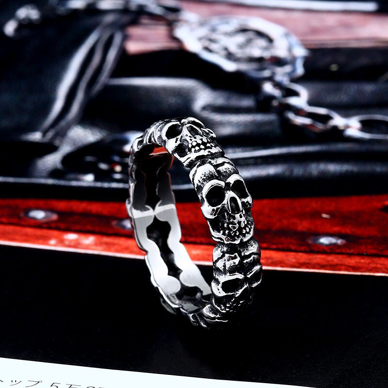 MENDEL Mens Womens Stainless Steel Gothic Skull Engagement Band Ring Size 6-14