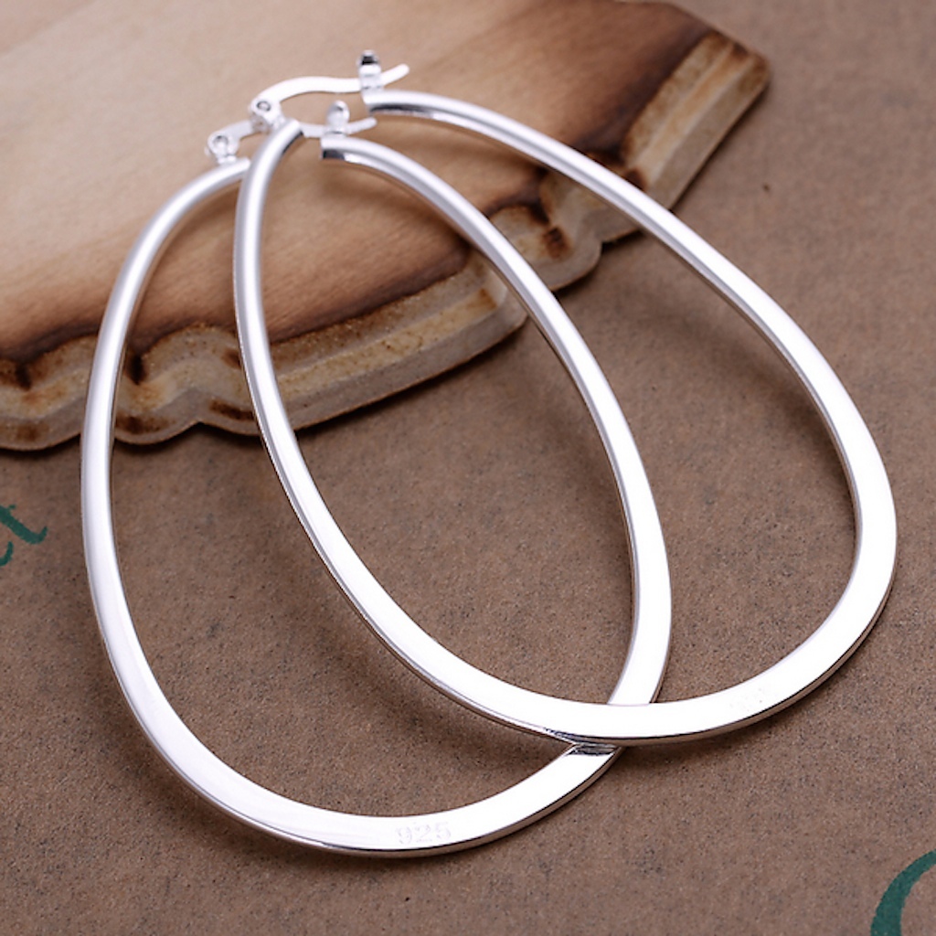 925 Sterling Silver Hoop Pierced Earrings 2.7″ inch L1