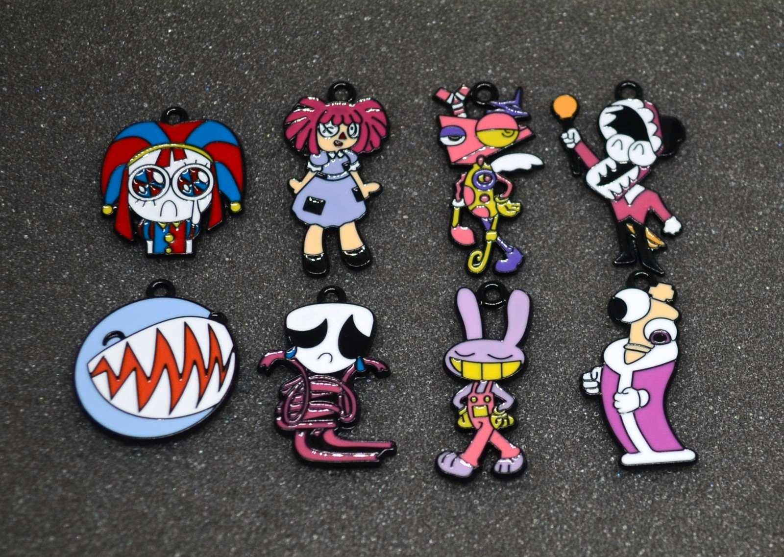 The Amazing Digital Circus TADC 8pc Enamel Pendant Charm Set Jax Pomni Kinger