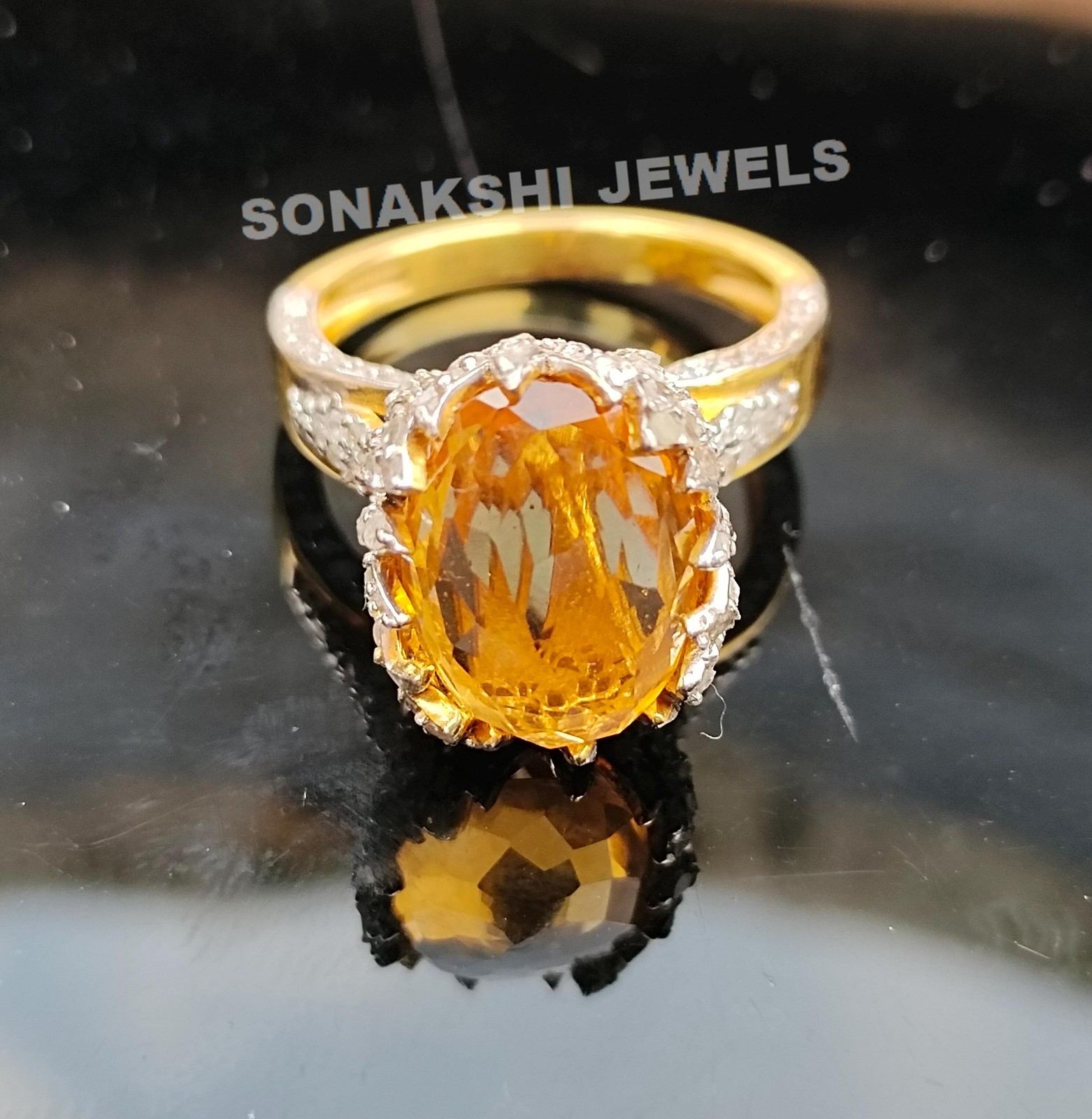 Handmade Design Citrine Silver Ring 925 Sterling Silver Diamond Rings