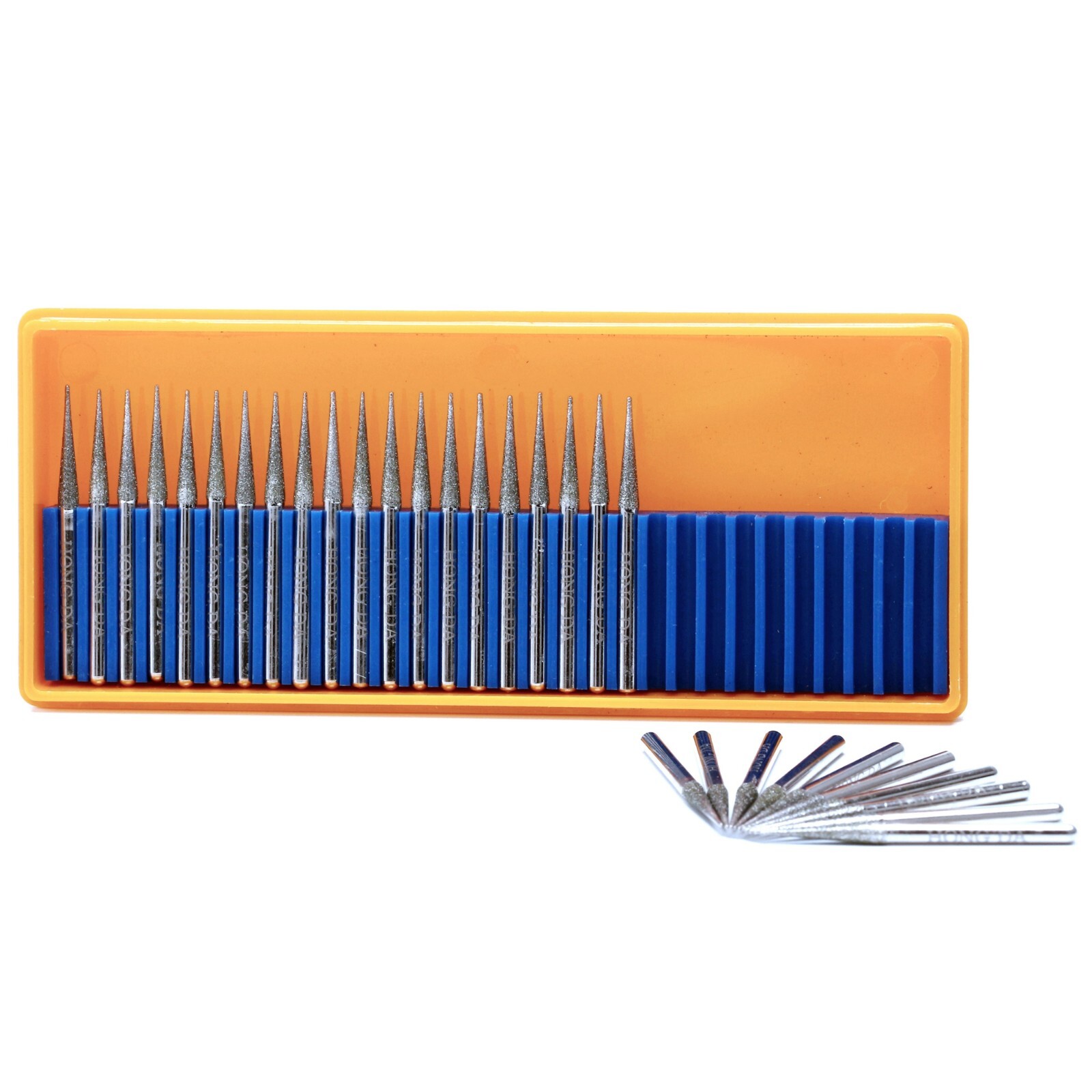 30Pcs 3.2mm Tapered Point Diamond Grinding Bit 1/8″ Cone Rotary Burrs for Dremel