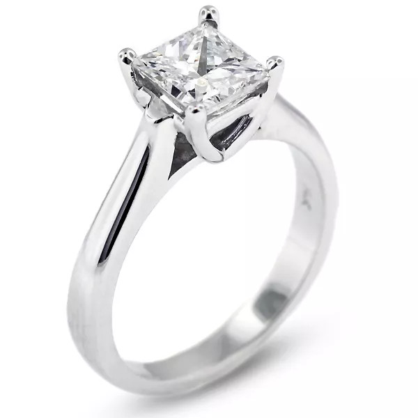 Solitaire Engagement Ring 14K Gold 3.05 Carat Princess Lab-Grown Diamond G VS1