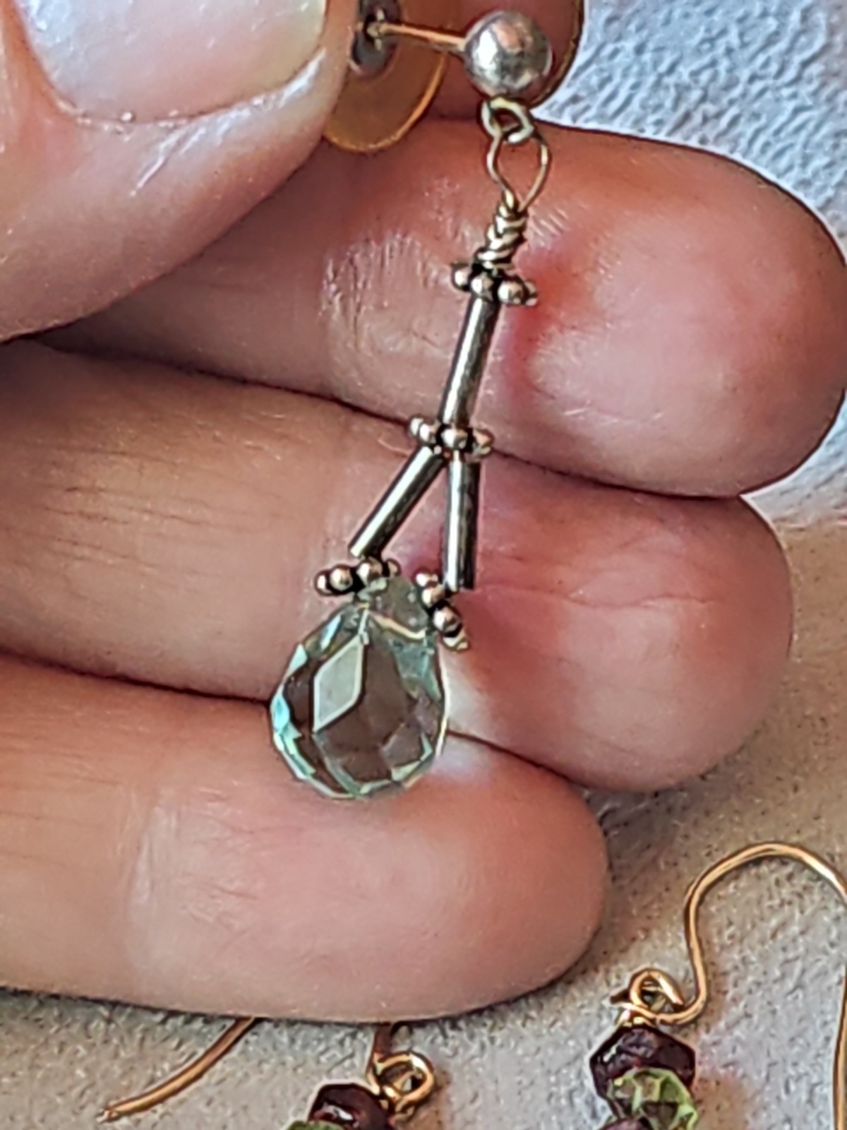 CHARM STERLING SILVER AQUAMARINE LEMON LAVENDER QUARTZ ARTISAN EARRINGS